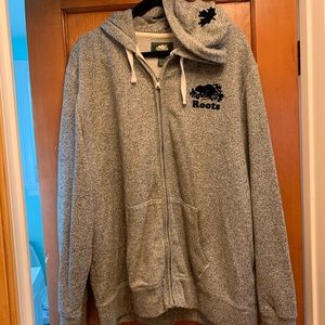 Gray and blue Roots hoodie